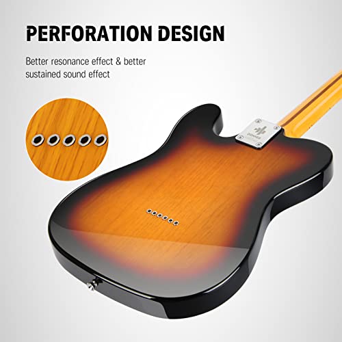 Donner 39 Inch Jazz Electric Guitar TL Thinline F Hole Beginner Full Size Hollow Guitar with H-H Pickups,Bag, Strap, Cable,Sunburst(DJC-1000S) - Image 5