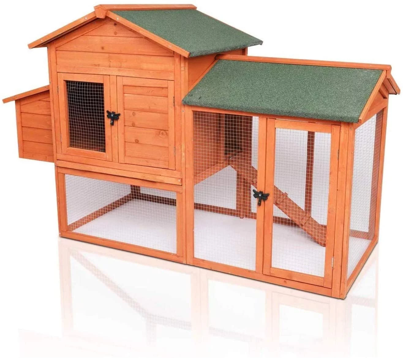 LAZY BUDDY 52” Wooden Chicken Coop for 3-5 Chickens, Outdoor Yard Hen House with Nesting Box, Cages for Rabbit, Bunny, Small Animals