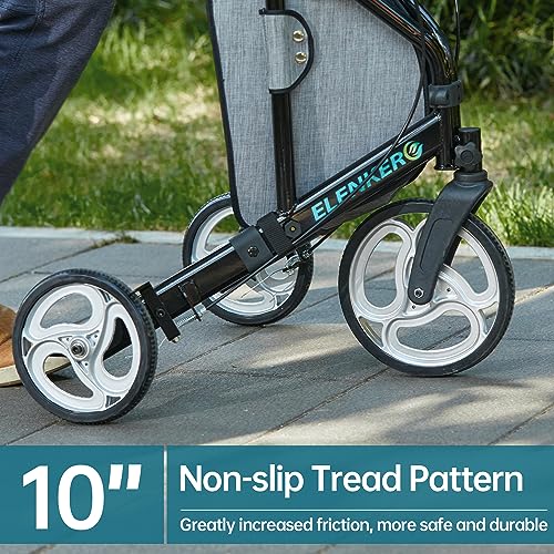 ELENKER 3 Wheel Walkers for Seniors, 3 Wheeled Rollator with 10?? Wheels, Narrow Walkers for Small Spaces, Compact Folding, Ideal for Traveling, Blue - Image 4