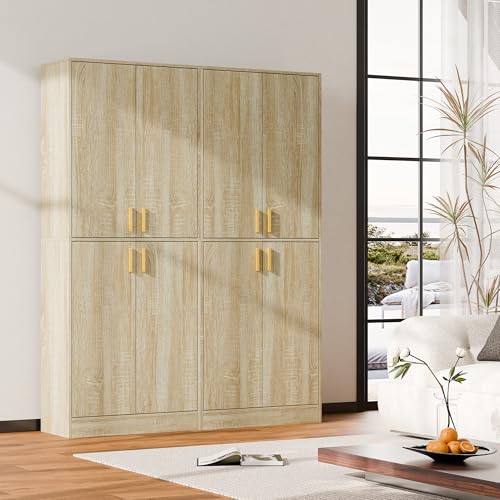 Cozy Castle Kitchen Pantry Cabinet, 71 Tall Wood Storage Cabinet with Doors and Shelves 4 Doors Freestanding Cupboard Utility Hutch for Dining Room Living Room Bathroom Furniture, Gray - Image 33