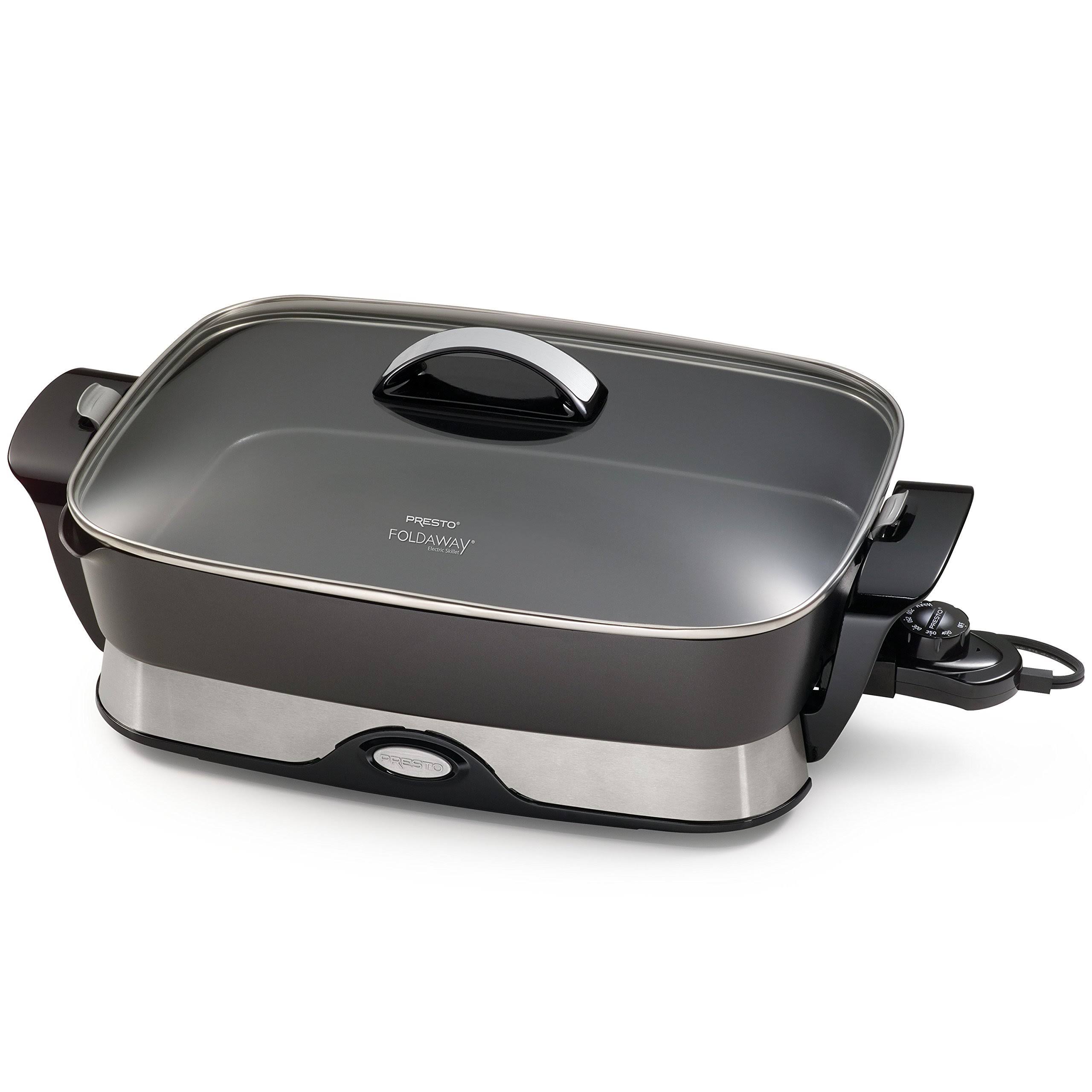 Presto 06857 Electric Skillet, 16 inch Foldaway Non Stick Skillet, Black