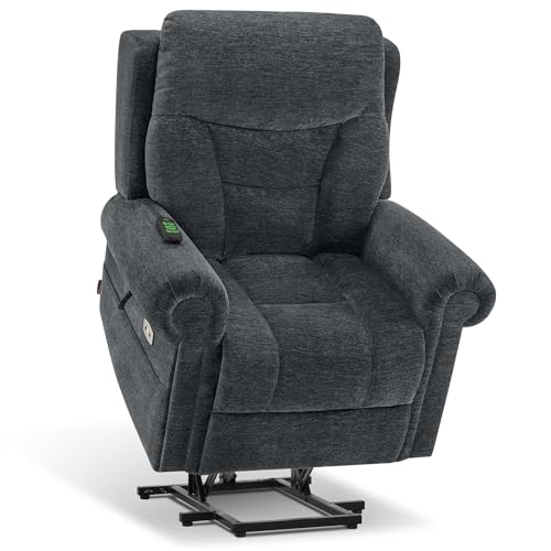 MCombo Triple Motor Power Lift Recliner Chair with Massage and Lumbar&seat Heating, Rolled Arms, Adjustable Headrest for Elderly People, Fabric 7888 (Coffee, Medium) - Image 5