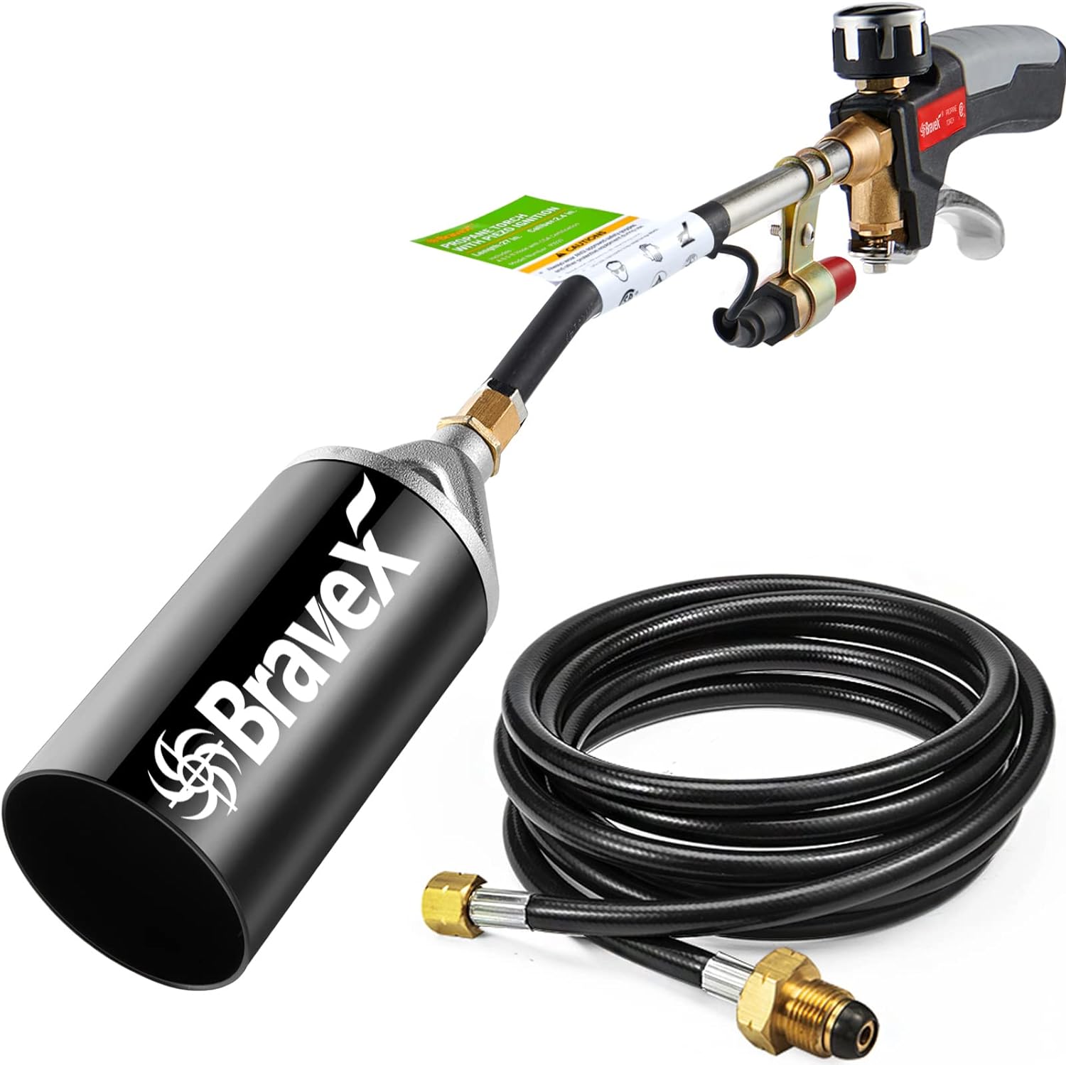 Propane Torch Weed Burner High Output 500,000 BTU, Heavy Duty Weed Torch Wand with Turbo Trigger Push Button Igniter (Piezo Electric Ignition) and 6.5 ft Hose (cCSAus certified)