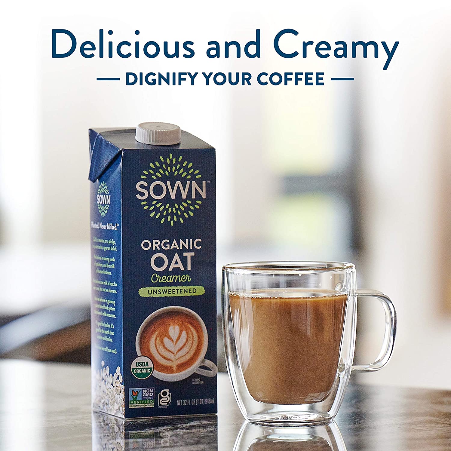SOWN Organic Oat Creamer Unsweetened – Barista Oat Milk Non Dairy Coffee Creamer – Plant Based, Dairy-Free, Vegan, 0g Added Sugar, Gluten-Free, Non-GMO, Shelf Stable – 32oz (Pack of 6) - Image 3