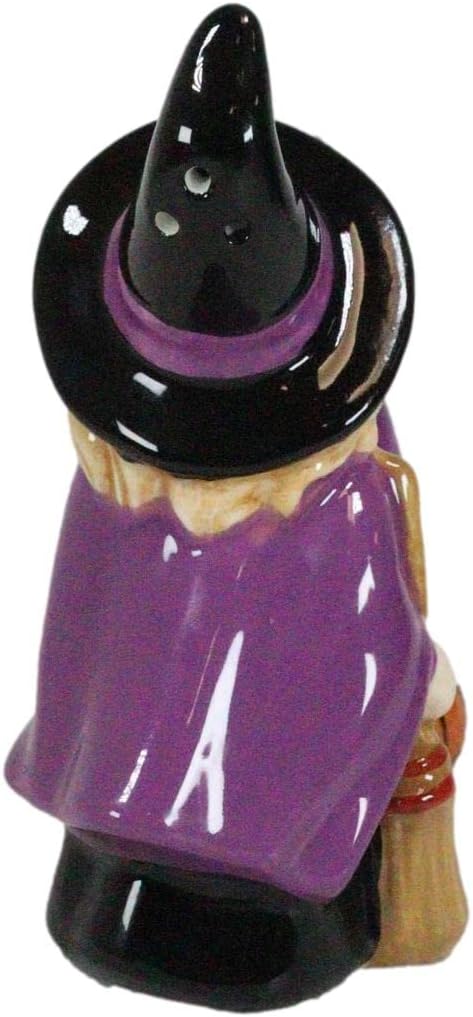 Ebros Gift Halloween Villains Vampire Dracula Kissing Witch With Broomstick Salt And Pepper Shakers Set Magnetic Ceramic Figurines With Rubber Stoppers Wicca Witchcraft Witches Themed Accents - Image 5