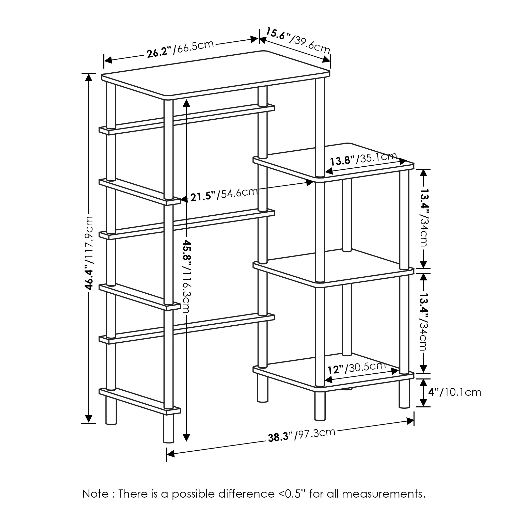 Furinno Turn-N-Tube Toolless Kitchen Storage Shelf Tall, French Oak Grey/Black - Image 5
