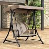 PURPLE LEAF 3-Seat Deluxe Outdoor Patio Porch Swing with Weather Resistant Steel Frame, Adjustable Tilt Canopy, Beige