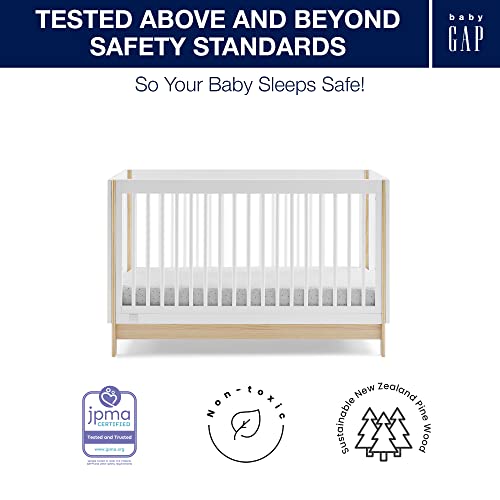 GAP babyGap Tate 4-in-1 Convertible Crib – Greenguard Gold Certified, Bianca White/Natural - Image 8