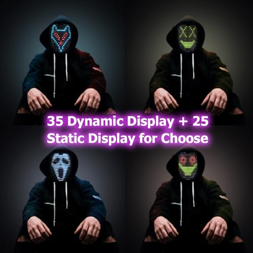 Mr.Pang Music LED Mask with Gesture Sensing, Face Transforming Light Up Mask Halloween Costume for Cosplay Masquerade, Fits Adult and Kids - Image 5