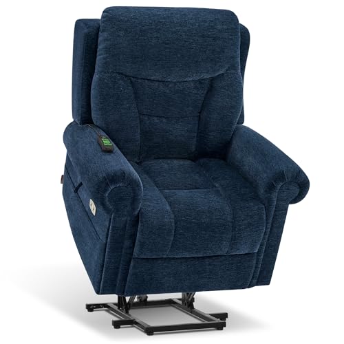 MCombo Triple Motor Power Lift Recliner Chair with Massage and Lumbar&seat Heating, Rolled Arms, Adjustable Headrest for Elderly People, Fabric 7888 (Coffee, Medium) - Image 9