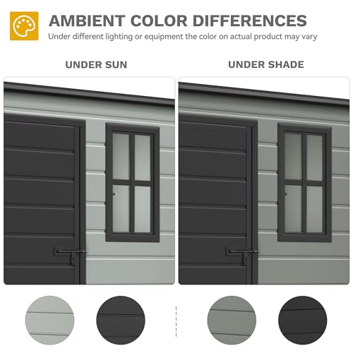 DWVO 5x3ft Resin Outdoor Storage Shed with Floor, Waterproof Lockable Storage Shed with Window, Plastic Outside Tool Storage for Garden, Backyard, Patio, Lawn, Gray - Image 16