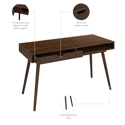 Bush Furniture Nora 54W Writing Desk in Dark Walnut | Computer Table for Home Office Workspace or Entryway - Image 6