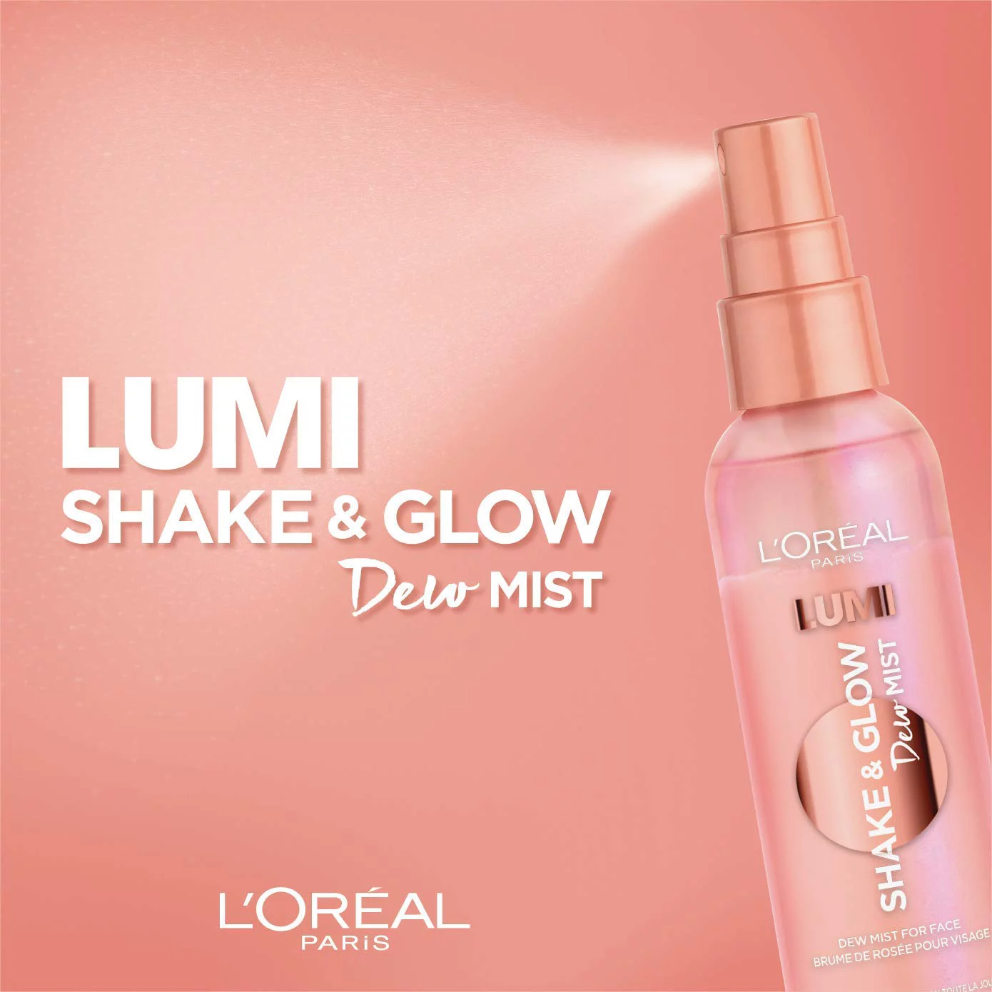 L,Oreal Paris Makeup Lumi Shake And Glow Dew Mist, Hydrating And Soothing Face Mist, Prep And Set Makeup, Energizes Skin With A Healthy Boost Of Hydration, Natural Finish, 3 Fl; Oz. - Image 2