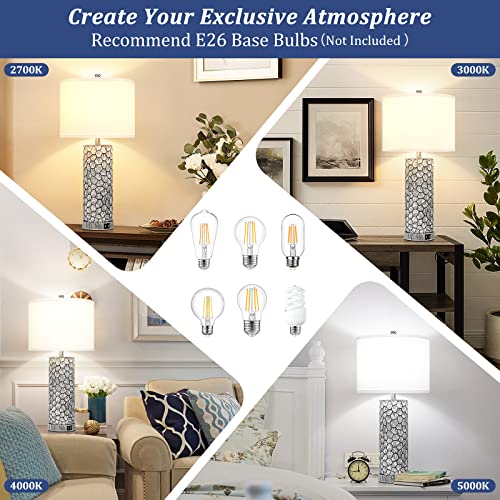 Brightever Table Lamp for Living Room – Touch Lamps Set of 2 with Dual USB Charging Ports, 3-Way Dimmable Farmhouse Lamps for Nightstands, Rustic Bedside Lamp for End Tables, 2 A19 LED Bulbs Included - Image 5