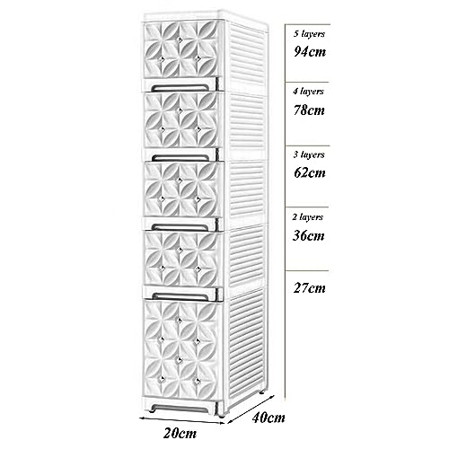 Narrow Bathroom Removable Medicine Cabinet Tall Corner Cabinet with Storage Drawers and Casters, Side Cabinet Crevice Shelf for Kitchen, Living Room, Laundry Room, Bedroom - Image 3
